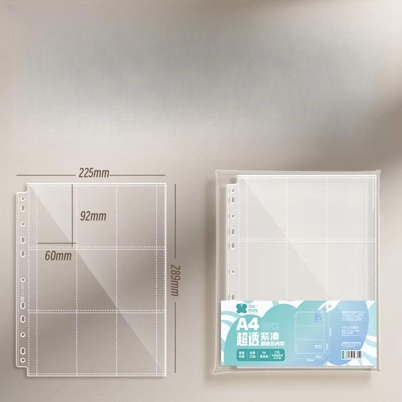 Excellent Quality StarMate 10pcs Clear Sheets Sleeve for A5/A4 Binder Acid Free-No CPP Loose-leaf Page 4/9grid Photocard Storage