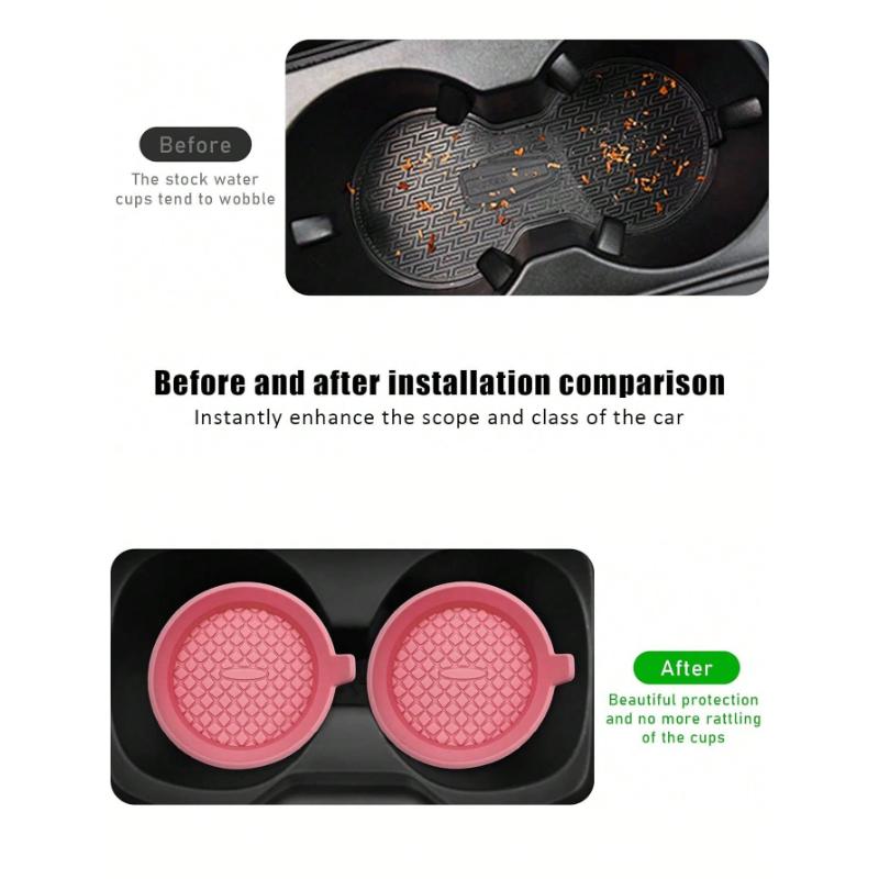 1pcs Car Cup Holder Coasters, Shiny Cup Holder Insert Coasters, Universal Anti-Slip Car Cup Holder Decorative Silicone Coasters, Car Interior Pad