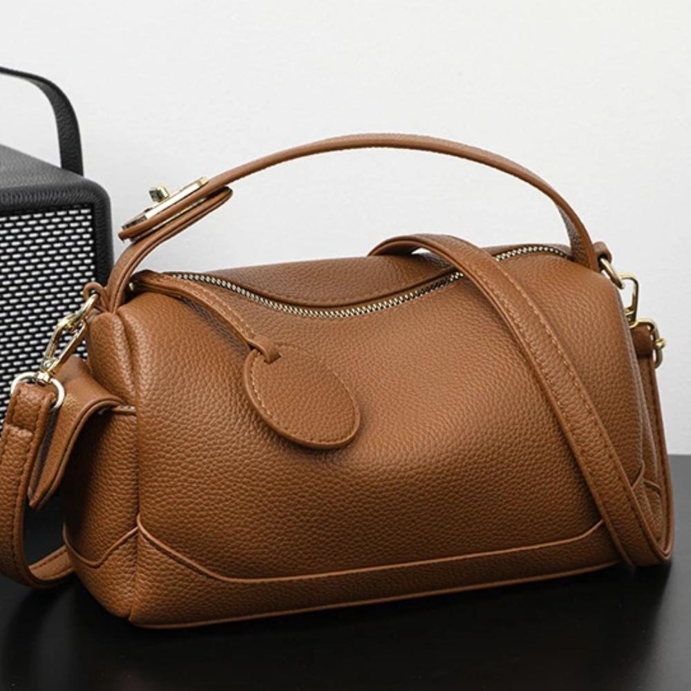 High Quality Female Commuting Boston Bag Fashion Solid Color Detachable Strap Shoulder Crossbody Bag Large Capacity Soft Handbag