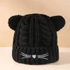 Winter Cartoon Kitten Knitted Hat Kitten Ear Beanies Headwear Hat for Kids Headwear with Embroidered Whisker