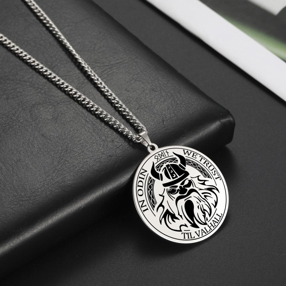 Viking Axe Helmet Pendant Tomahawk Necklace Odin Raven Slavic Amulet Norse Warrior Mythology Stainless Steel Jewelry