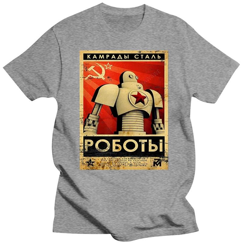 Mens Brand Fashion T-shirt Summer T Shirts for Men Vintage Robot Soviet Union USSR Unisex Short Sleeve Male Casual Tee-shirt Top