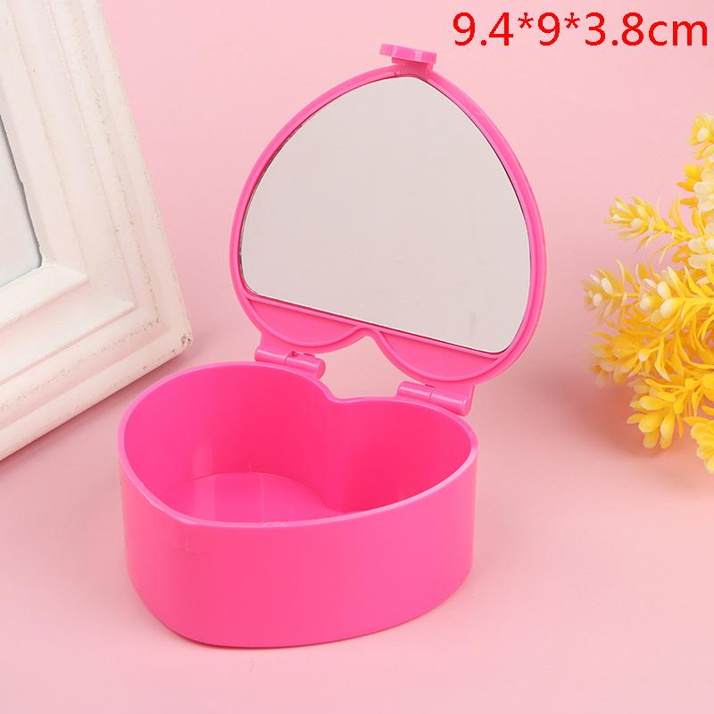 Heart-shaped Jewelry Box Jewelry Storage Box Desktop Student Double Mirror Make Up Organizer Box