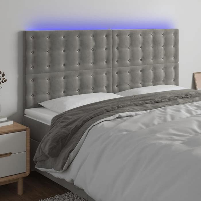 VidaXL LED Headboard Bedroom Furniture Double Bed Accessory Head of Bed Frame Interior Light Grey 3122918
