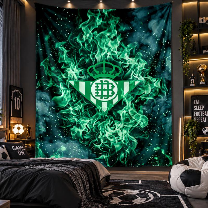 Wall Hanging Tapestry Real Betis Football Print Cloth for Living Room Bedroom Home Decor