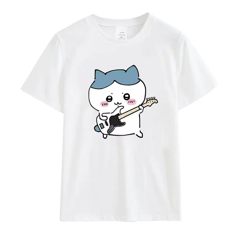 Miniso Chiikawa Cartoon Women Summer Cotton Funny T-Shirts Round Collar Clothes Short Sleeve Clothing Classic Casual Loose Tops