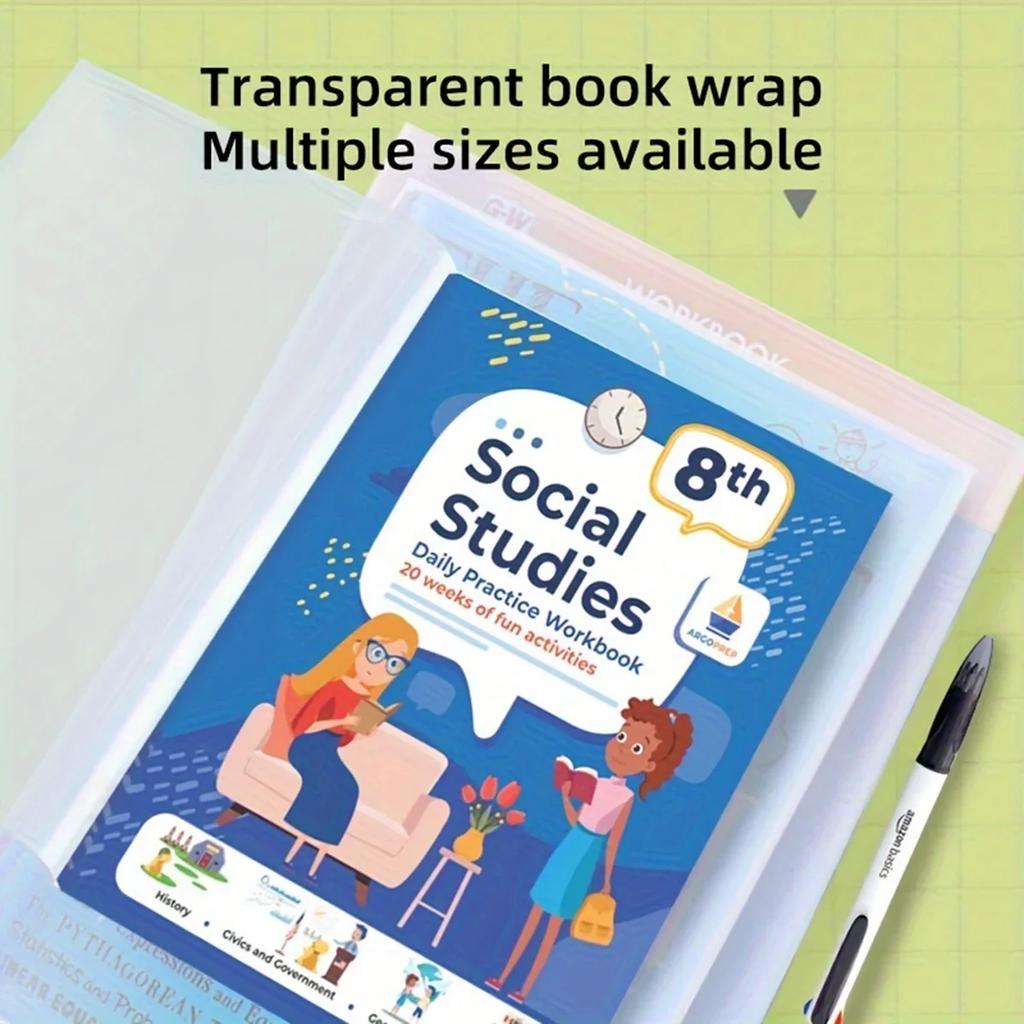 10pcs A4/16k/a5 Transparent Plastic Book Cover Self-adhesive Closure Waterproof And Wear-resistant Books Pvc Protectivecover