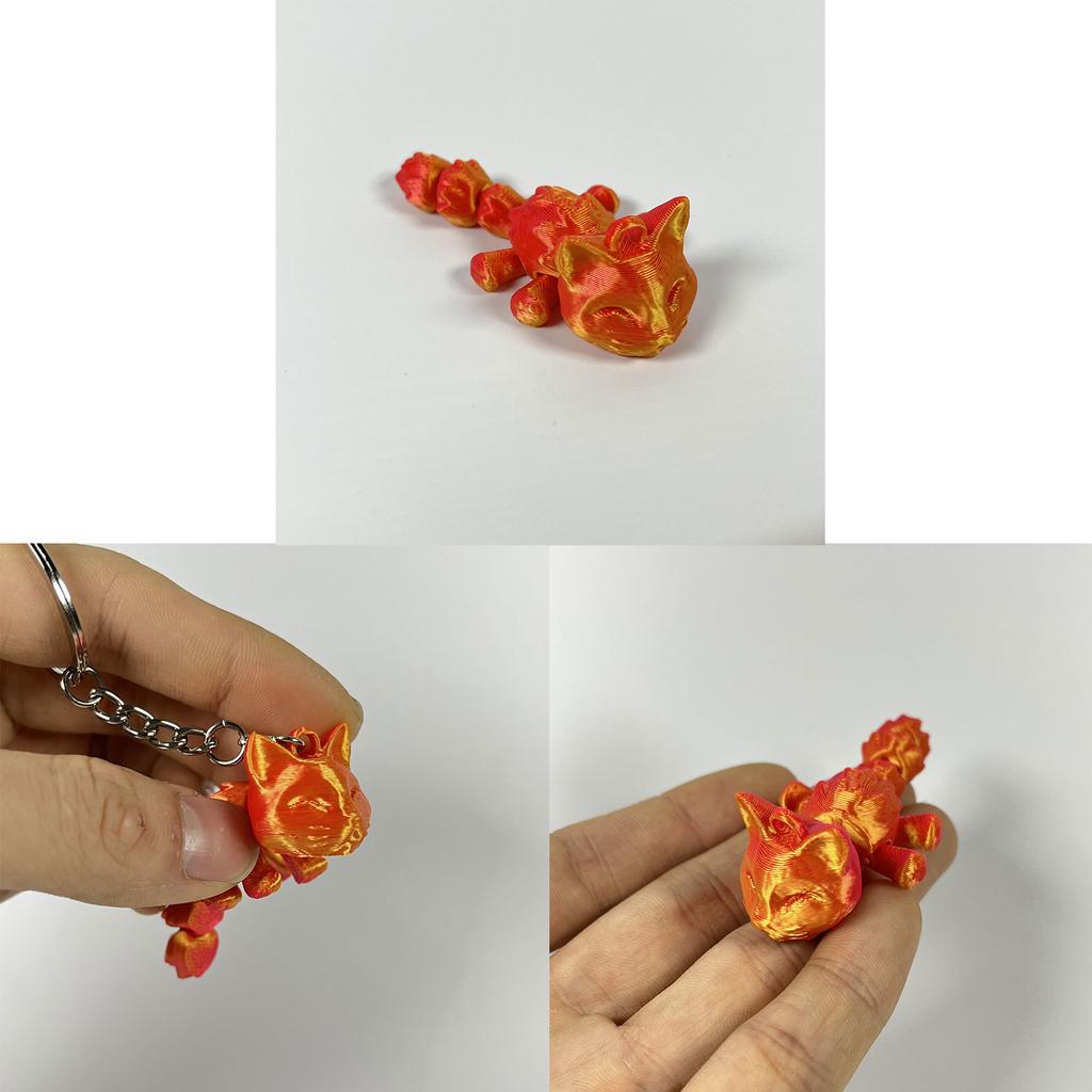 Artistic 3D Printed Cat Keychain Charm 3D Printed Cat Keyring With Movable Links For Unique And Stylish Key Accessory