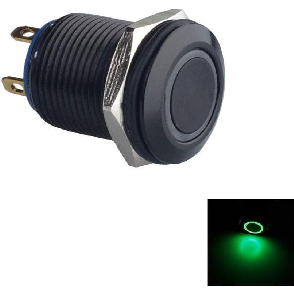 ESUPPORT Black Case 12mm Red LED Light 2A Momentary Push Button Switch Stainless Waterproof Car Boat