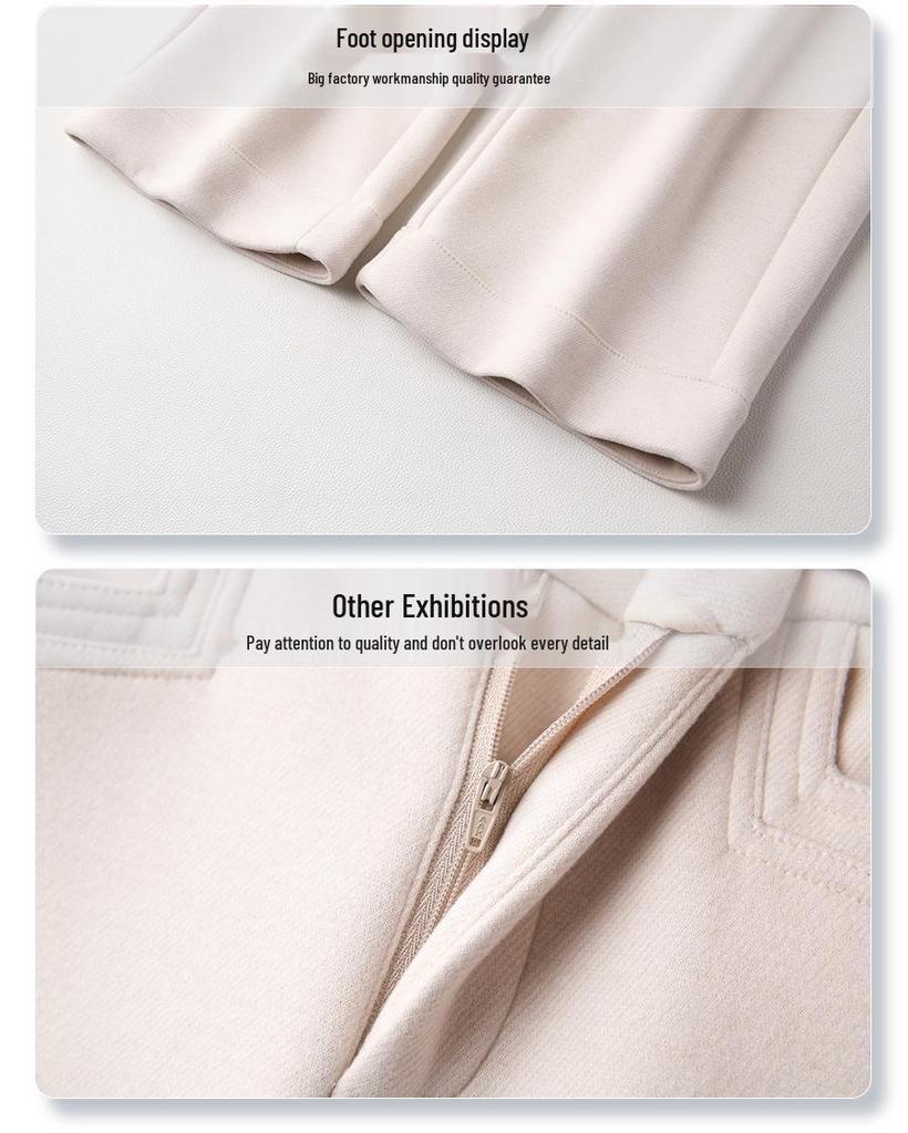 Ancola Women's Wool Wide-Leg Pants 2024 - Red Straight-Leg Cropped Trousers for Autumn/Winter