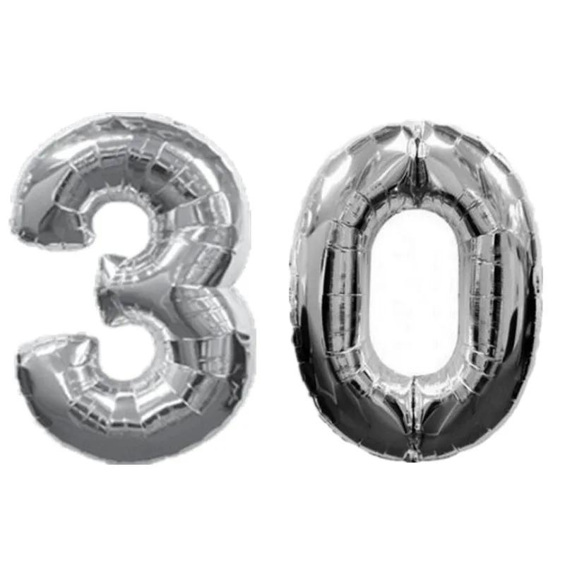 32 Zoll Gold Silber Zahlen Folienballons 10 20 30 40 50 60 70 80 90 Jahre Alt Kind Erwachsener Geburtstag Jubiläum Party Dekoration