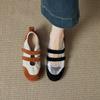 Cowhide Version~ French Retro Style Color Matching Light Mouth Mary Jane Shoes 2025 New Round Head Commuter Flat Shoes