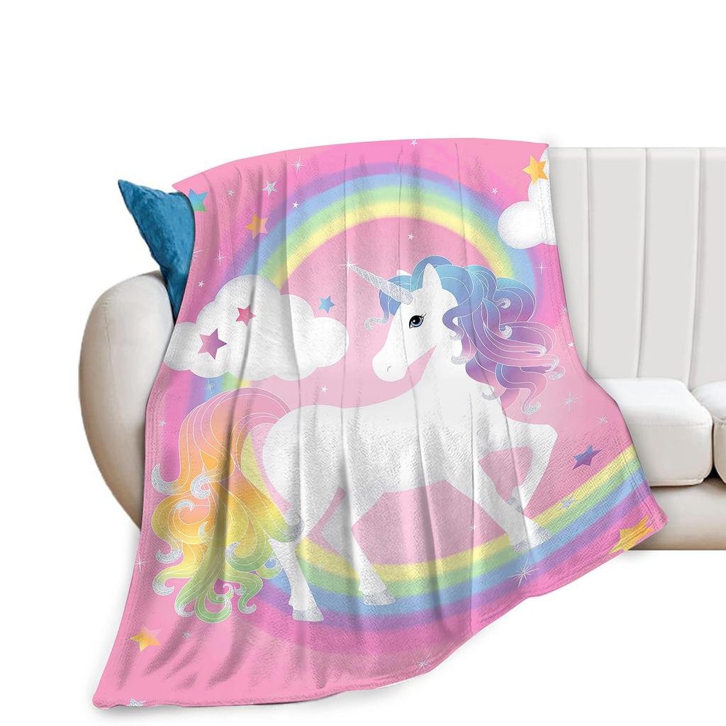 Unicorn Rainbow Printed Blanket for Sofa Bed Travel Camping Living Room Office Conditioning Blanket for All Seasons Gifts