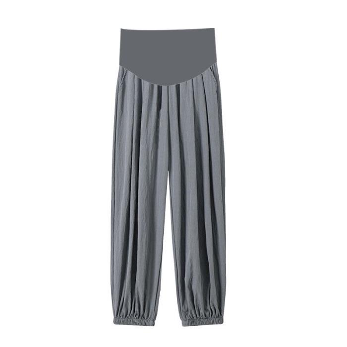 

2026 Summer Ice Silk Maternity Joggers - Korean Style Loose Casual Lantern Pants M