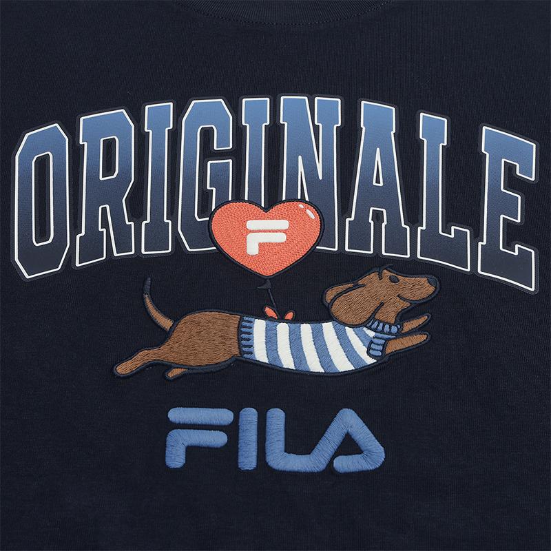 FILA Original Classic Versatile Comfortable Casual T-Shirt Men tops Legendary-Blue F61M629102FNV