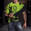 Summer Round Neck 3D Graffiti Style Skull Graphic Print Top Fashionable Casual Short Sleeved Men's T-shirts