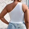 European and American Large-size Women's Clothing New Ins Fashion Versatile Slanted Shoulder Short Knitted Vest Navel Top