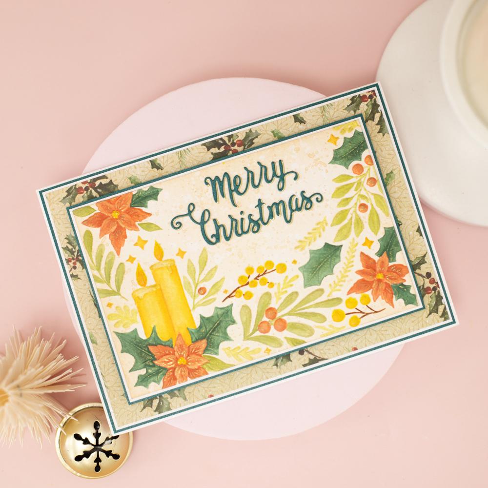 Little Village 3D Embossing Folder Christmas Holly and Candles Background Patterns Templates For DIY Scrapbooking Paper Crafting