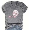 Fashion Moon Plum Blossom Painting Blouses Short Sleeved V-Neck T Shirts Casual