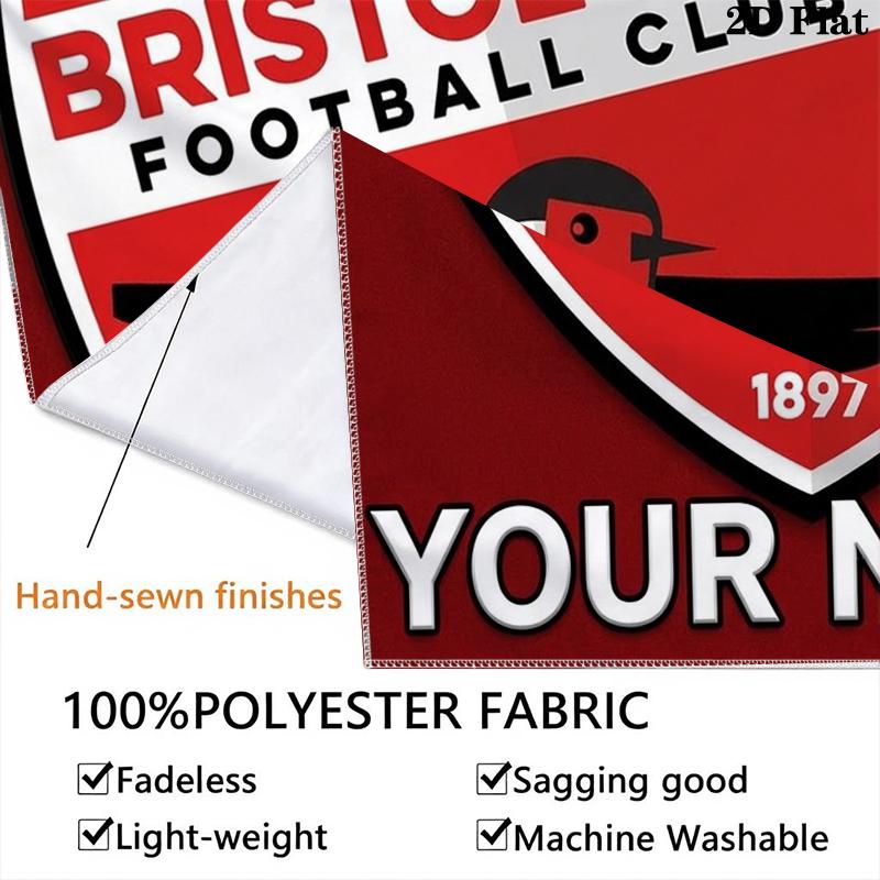 Custom Name Bristol City FC Wall Tapestry Aesthetic Wall Hanging Printed Fabric Blanket Decorative Tapestries for Bedroom Living Room Home Decor