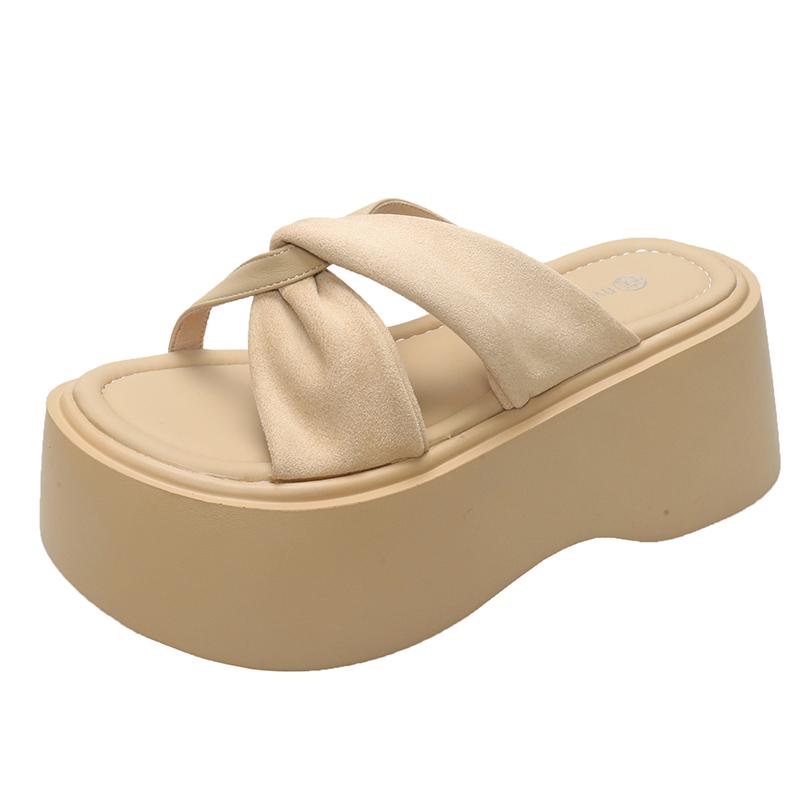 Fashion NEW Casual 8CM Wedge Slippers for Women Summer Non Slip Platform Sandals Woman Open Toe Comfortable Female Chunky Beach Slippers
