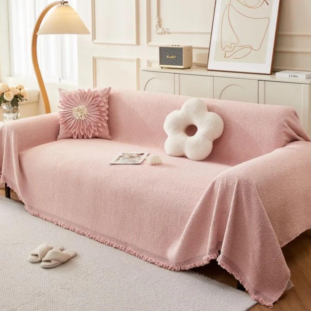 Sofa Cushion  Spring Anti-cat Scratch Universal Sofa Cover Towel Cream Wind Solid Color Sofa Blanket Cover