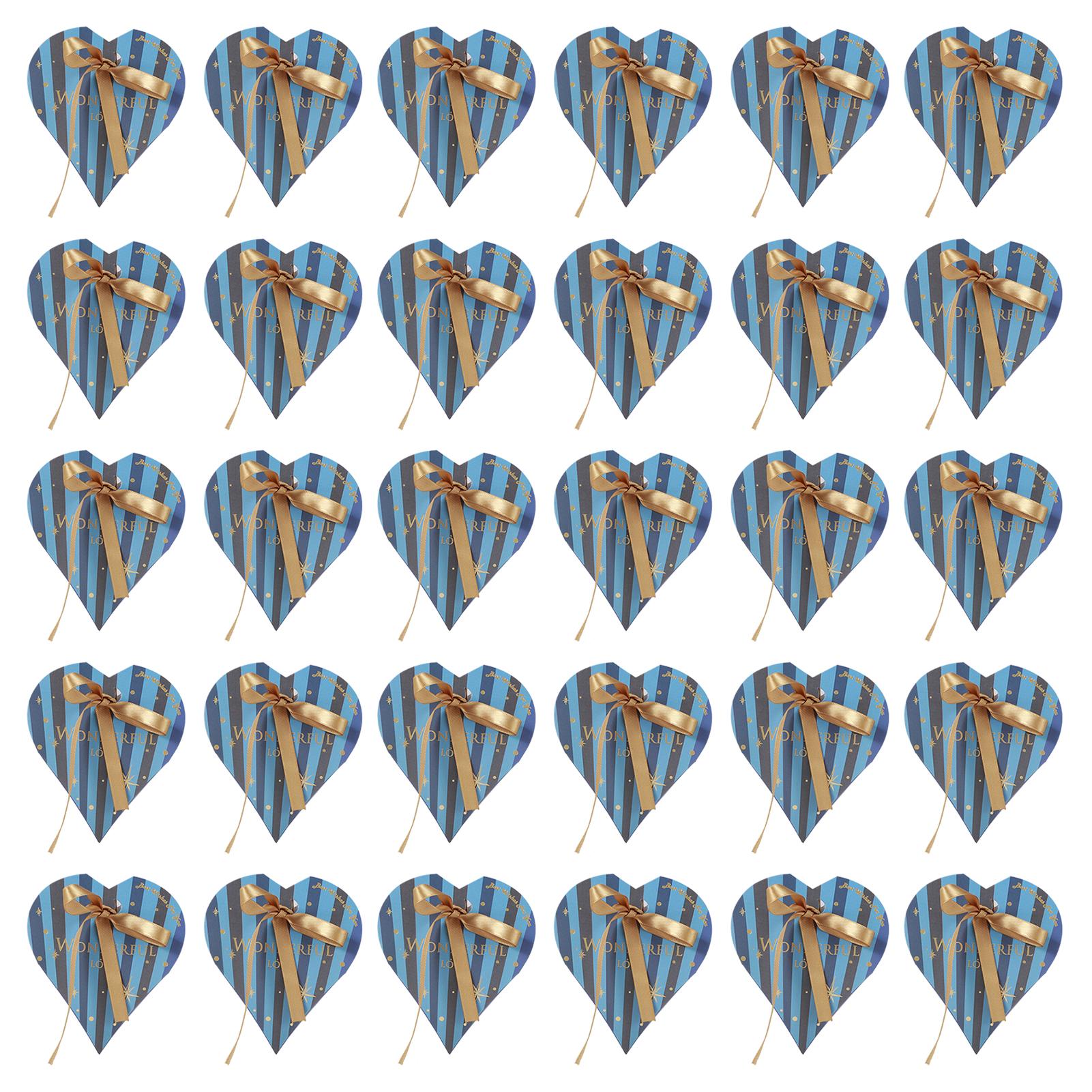 

30 шт. подарочные пакеты в форме сердца для конфетных коробок на свадьбу, детский душ, день рождения, украшение вечеринки Blue Box with Gold Ribbon Blu