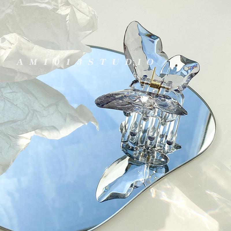 Fairy Transparent Butterfly Hair Clip: Frosted Shark Claw for Half-Tied Summer Styles