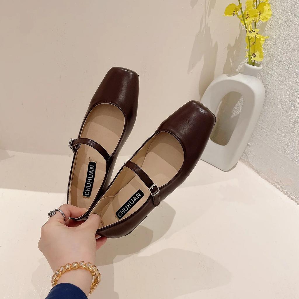 Fashion Flat Shoes for Women 2025 Spring Autumn Mary Janes Shoes Square Toe Shallow Casual Ladies Shoes Women's Plus Size 41-43 loafers