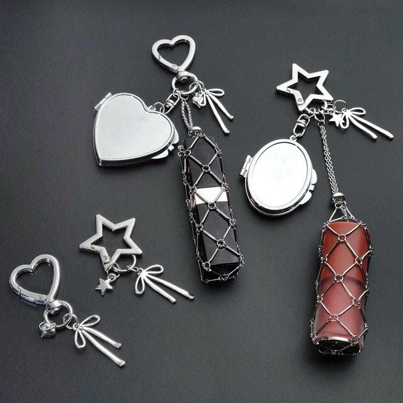 Stainless Steel Metal Net Pocket Lipstick Hand Cream Bag Keychain Charm Bag Accessories Silver/Gold Color Lip Balm Keychain