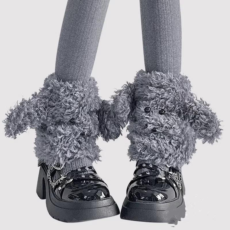 

Funny Curly Leg Warmers Winter Jk Girl Ankle Covers Thickened Warm Cute Calf Mid Socks Harajuku Cosplay Accessories one size сірий колір
