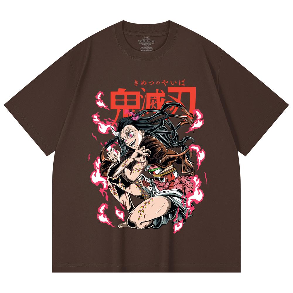 230 Gsm 100% Cotton Demon Slayer V71 Nezuko Demon Print Unisex Heavy Cotton T Shirt
