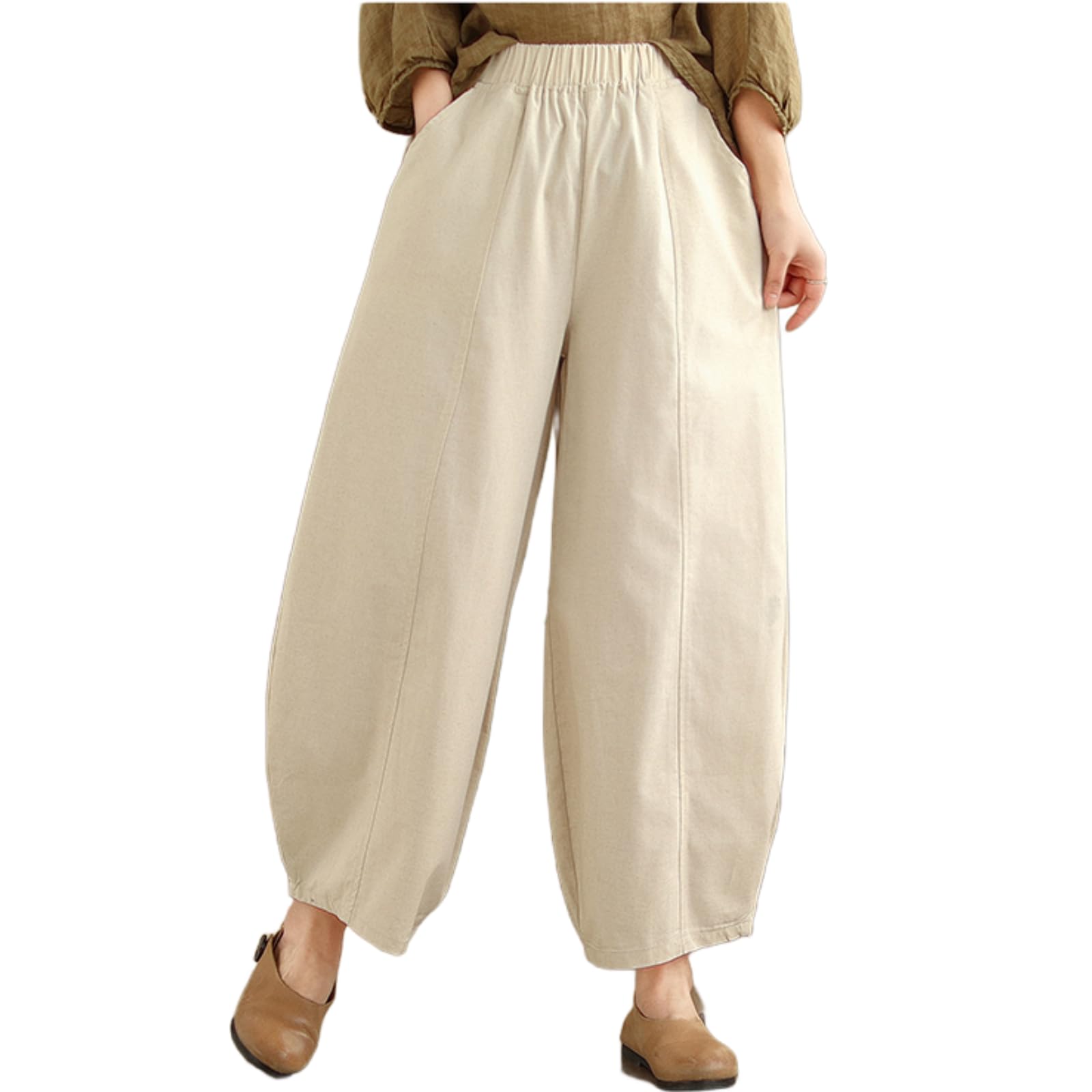 

Wide Leg Loose Elastic Plus with Balloon apricot [JINJUDUO] Women s Pants, Cotton, Fit, Waist, Stylish, Sizes, Pockets, Pants, Bottoms, Petite,