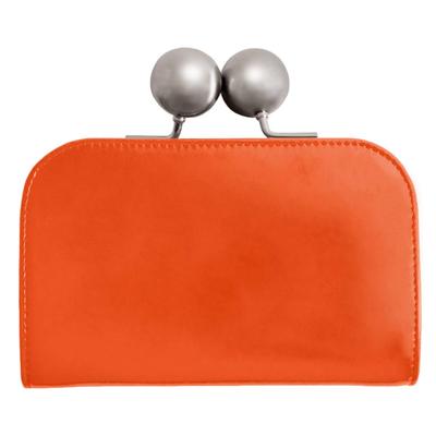 RafiCaro Large Purse Wallet with Large Cowhide Bill Coin Card Orange Women's Capacity, Leather, Compartment, Purse, Pockets,