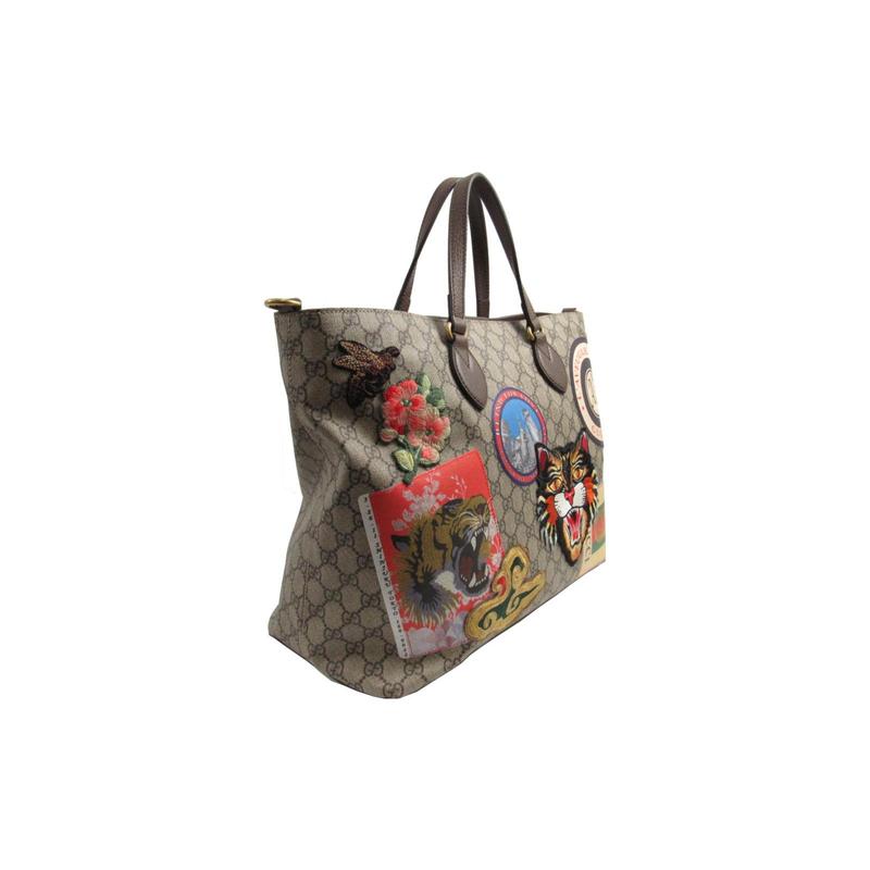 Gucci handbag GG SUPERME printed embroidery stitching old flower all over print canvas patchwork messenger bag tote bag tote bag shopping bag