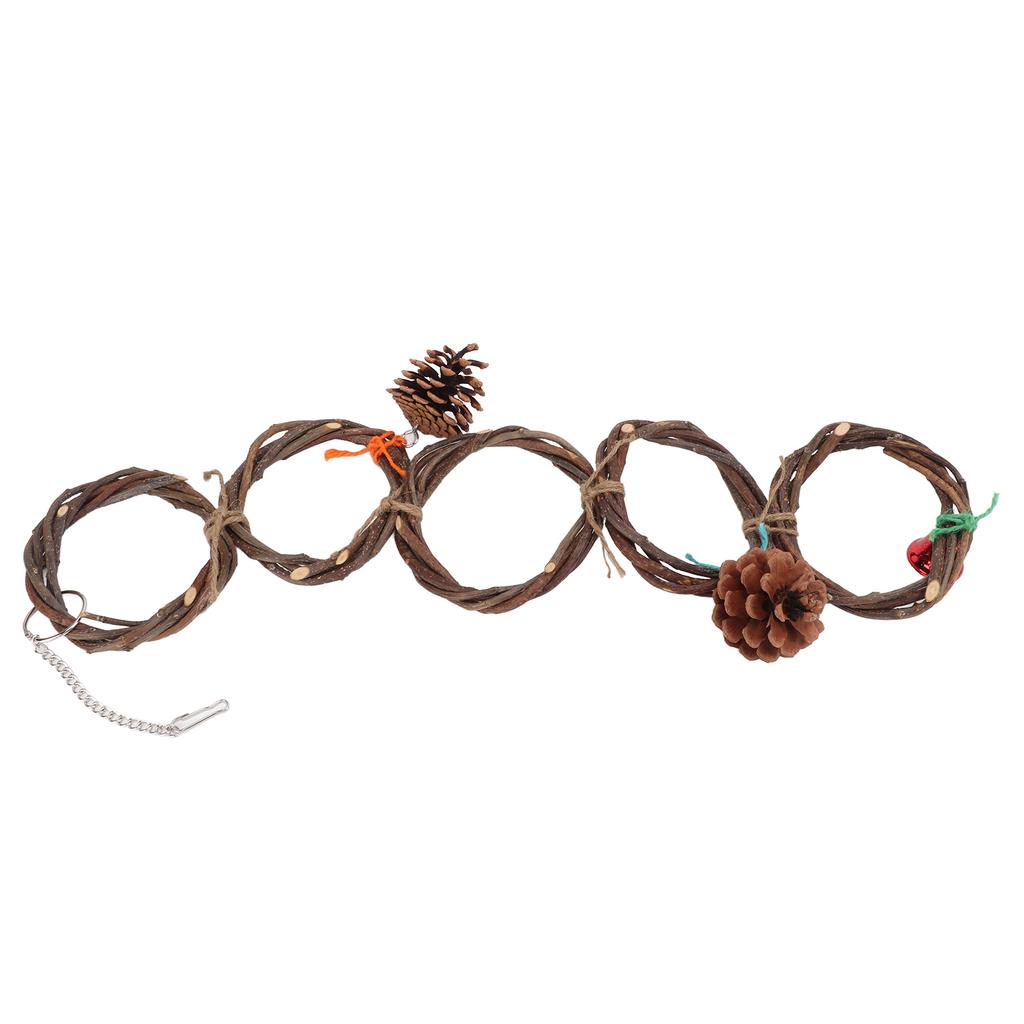 Parrot Ring Toy Safe Hand Knitted Hangable Bird Ring Swing Toy with Hook for Birds Parrots5 Rings