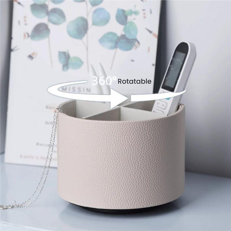 ABKY-Bathroom Organizer Leather Make Up Brush Sundry Storage Box Pen Holder Lipstick Holder Perfume Stand Jewelry Box