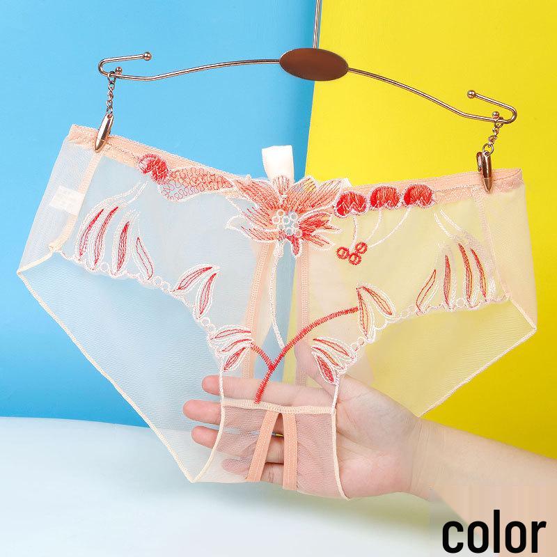 Yan Beiwei Plus Size Open Crotch Lace Lingerie - Transparent One-Piece Panties for Women