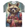 3d Print Funny Animal Raccoon T-Shirt for Men Summer Casual Short Sleeve T Shirt Streetwear Men's Oversized Crew Neck Tee Shirt