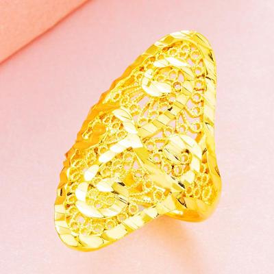 Gold-Plated European-Style Women's Ring: Durable, No-Fade, Japanese-Korean Imitation Gold, Sand Gold, Middle Eastern Design.