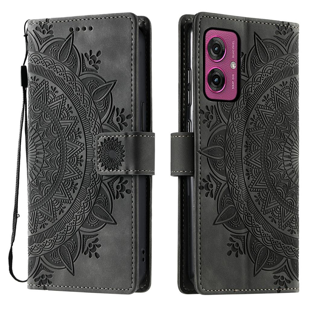 For Motorola Moto G55 5G Case Imprinted Totem Skin Feel Wallet Leather Phone Cover