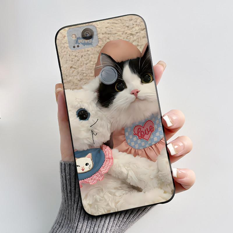 Cute Case For Google Pixel 2 / Pixel 2XL Printing Shell Pixel 1 XL Pixel1 Protective Cover Soft Silicone Cartoon Black Casing