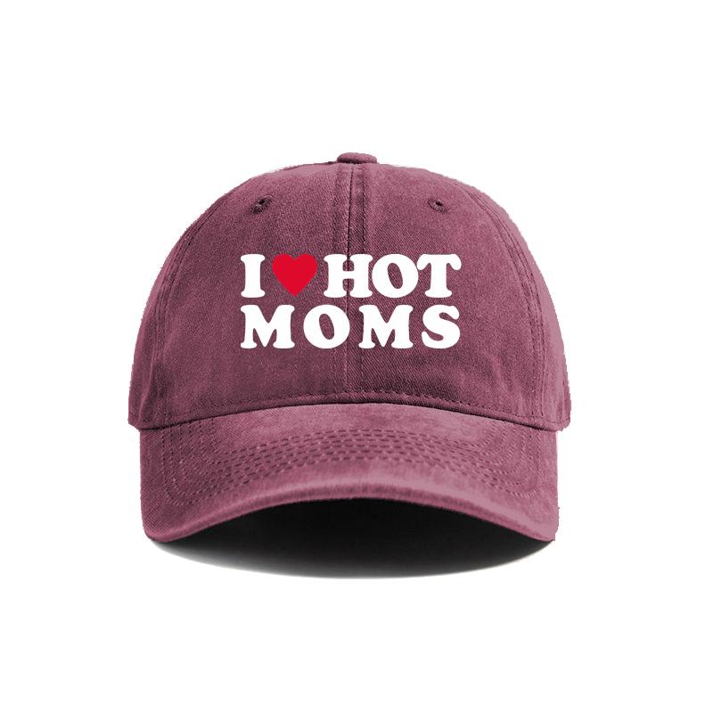 

I Love Hot Moms Baseball Cap Summer Distressed Dad Hats Unisex Women Outdoor Regulated Caps MZ-477