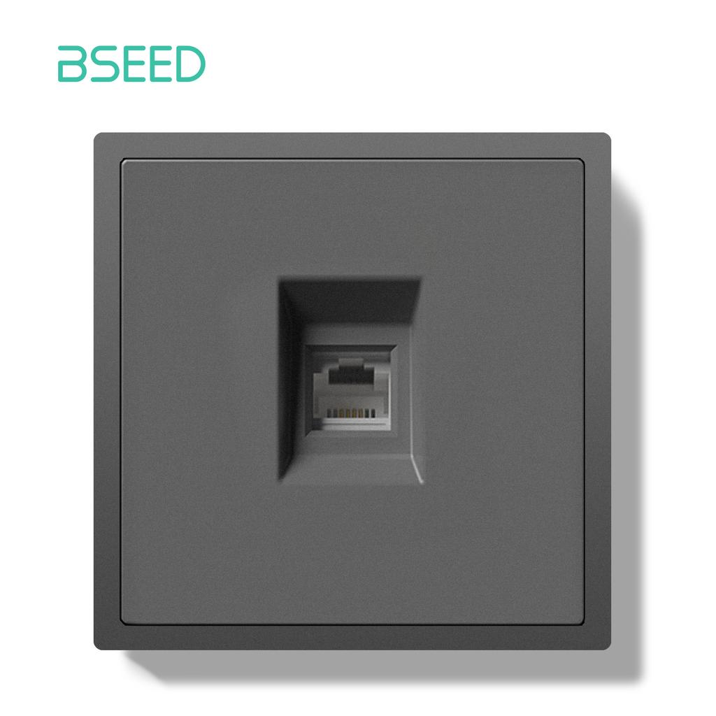 BSEED EU Large Button Wall Switches 1/2Gang 2Way 16A Wall Power Sockets Dual USB Phone Charge Port 5V Gray Home E-Series