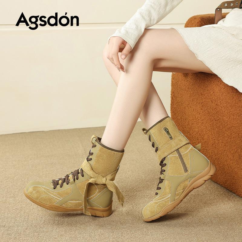 Augustine Maillard Western Cowboy Boots Women's 2025 New Autumn Brown Boots Boxing Boots Long Boots