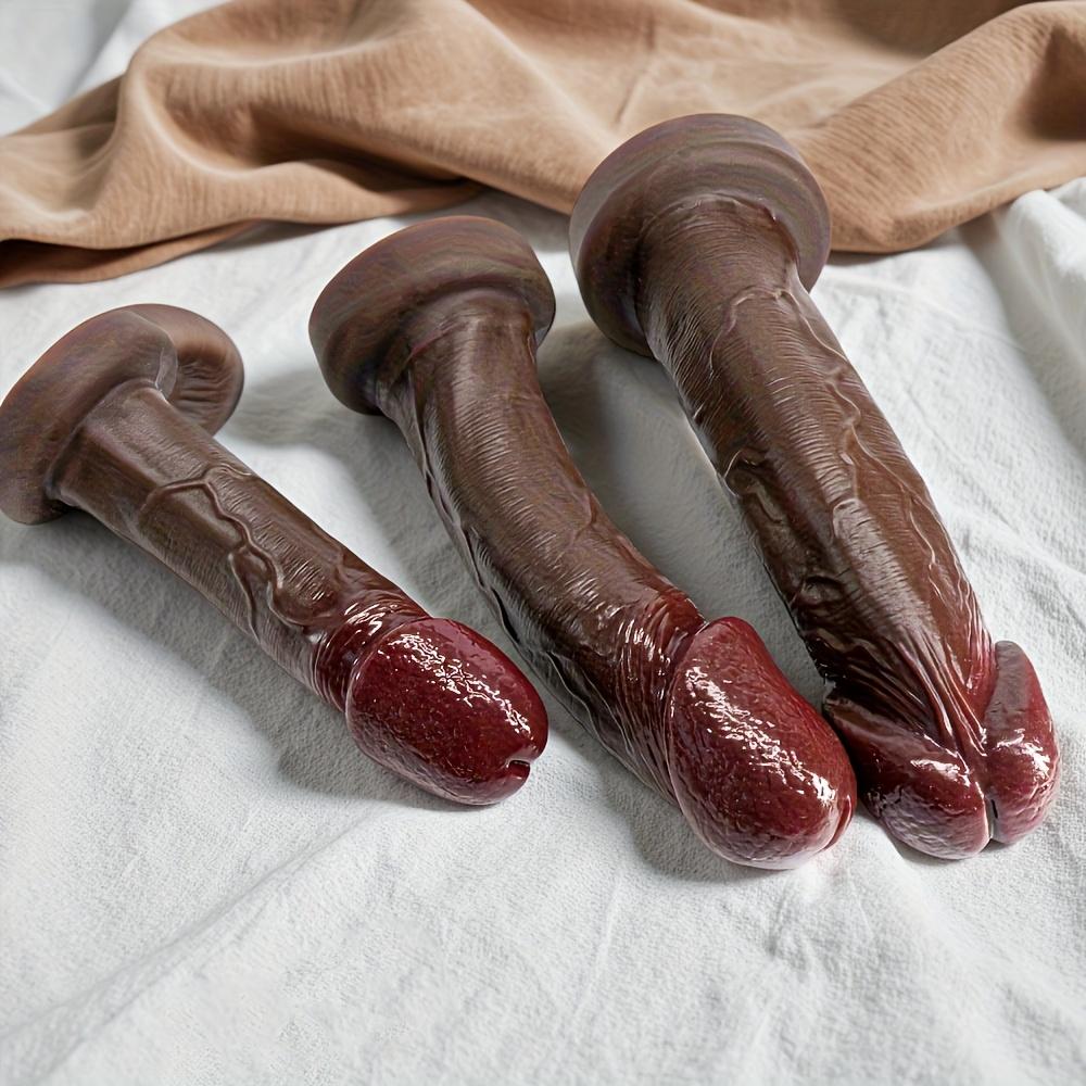 Black Mushroom Head Dildo – Dual-Layer Silicone, Soft & Realistic, Strong Suction Cup, 3 Sizes, Unisex Anal & Vaginal Plug – Adult Sex Toy