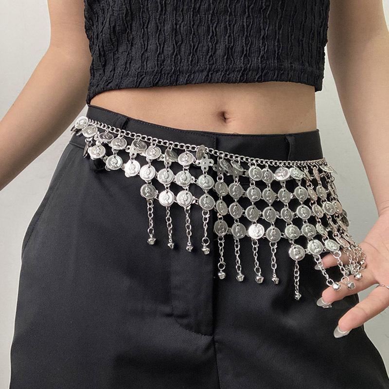Metal Tassel Waist Chain Vintage Silver Bohemian Style Waistband Body Jewelry Waist Jewelry Ethnic Style Belt