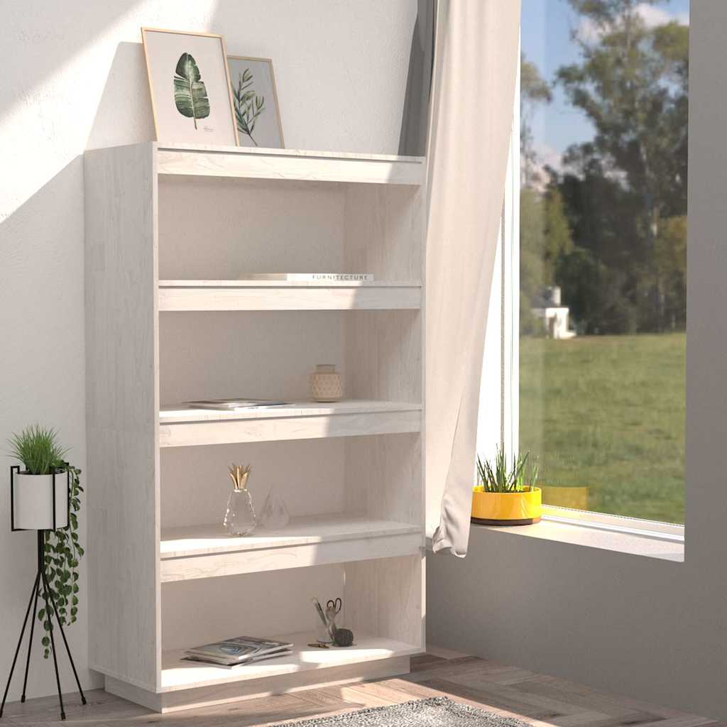 vidaXL Bücherregal/Raumteiler Weiß 80x35x135 cm Massivholz Kiefer