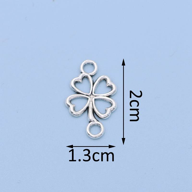 20Pcs Antique Silver Plated Clover Flower Charm Connectors For Jewelry Making Bracelet Findings Accessories Diy