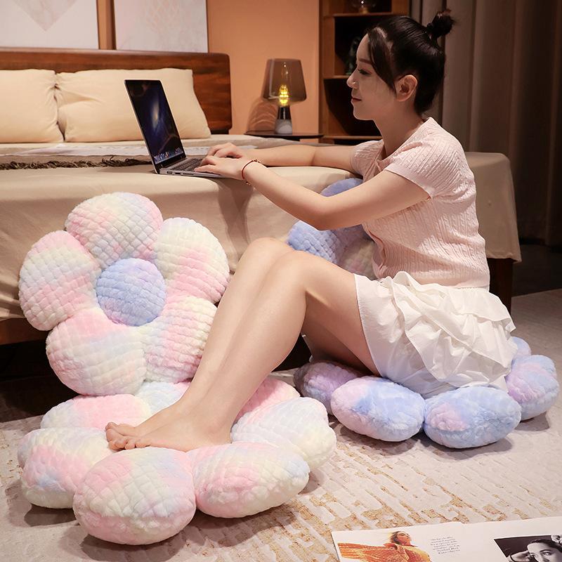 Color Tie-Dye Flower Seat Cushion Office Thickened Chair Cushion Autumn And Winter Student Warm Butt Cushion Bay Window Cushion
